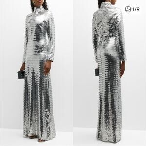 Simon Miller Sculpty Satellite Silver Sequin Gown Size 10